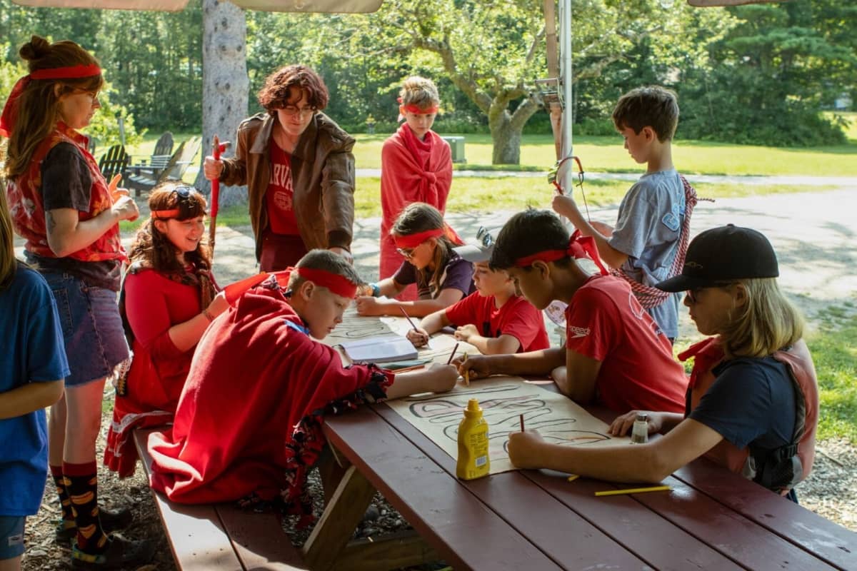 Kids creating posters