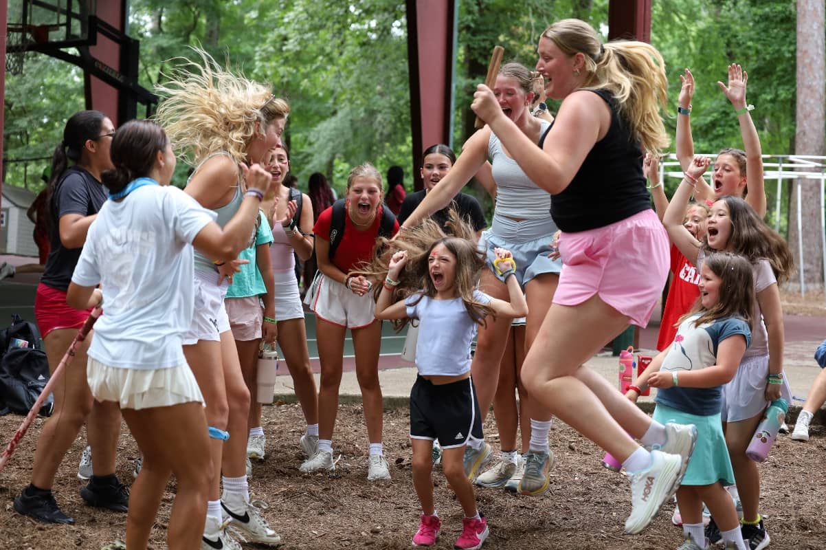 Girl campers having a blast at Camp Olympia